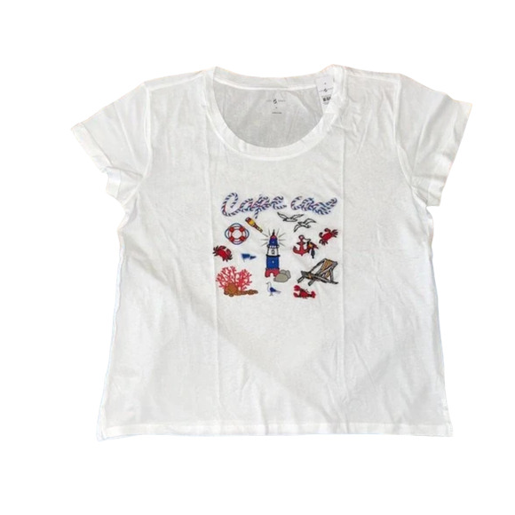 NWT LOFT Lou & Grey White W/Cape Cod Graphic Softserve Tee - Picture 1 of 11